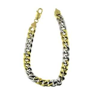  14K White & Yellow Gold Mens Link Bracelet Jewelry