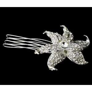  Lovely Silver Clear Rhinestone Flower Hair Comb Jewelry