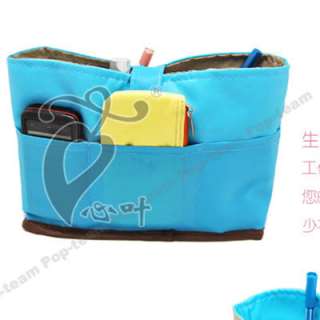 Purse Handbag bag Organizer Inner Bag Storage Blue J25B  