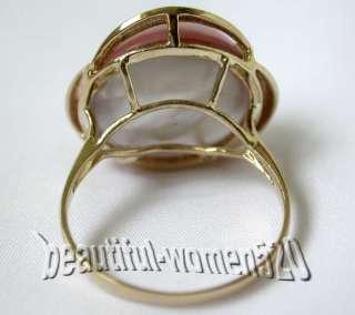 HUGE Genuine 19mm pink Mabe Pearl Ring 14k gold