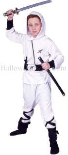 White Ninja Ranger Child Costume includes hooded top with shirt, foam 