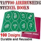 NEW 100 DESIGN REUSABLE AIRBRUSH TATTOO STENCIL BOOK 9 items in 