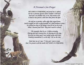 FIREMAN DAUGHTER Poem Prayer Personalized Rose Print  