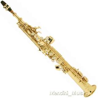 NEW GOLD LACQUER Bb SOPRANO SAXOPHONE SAX PACK + TUNER  