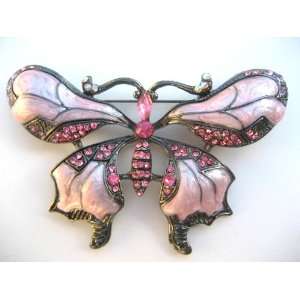   Pink Crystal Rhinestone Butterfly Fashion Jewelry Pin Brooch Jewelry