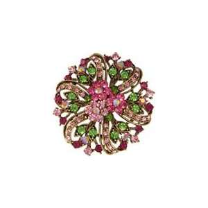  Pink And Green Swarovski Crystal Vintage Style Bow Brooch 