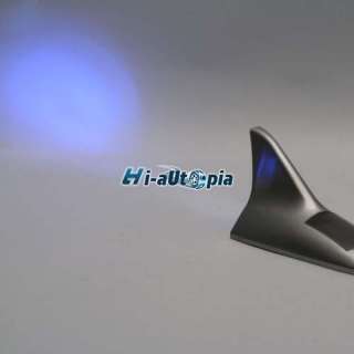 Car LED Shark Fin Antenna Solar Warning Light Silver  