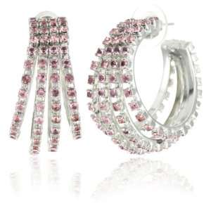   Otazu DNA Rings of Light Pink Crystal Post Hoop Earrings Jewelry