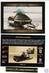 1971 1975 HARLEY DAVIDSON SNOWMOBILES SKI DOO FACT CARD  