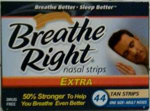 Breathe Right ~ Nasal Strips Extra   44 ct Tan ~ One size Adult Noses 