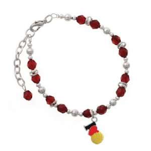 Love Waterpolo   Red Heart Maroon Czech Glass Beaded Charm Bracelet 
