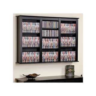 Cherry Triple Wall Mount CD DVD Media Storage Cabinet  