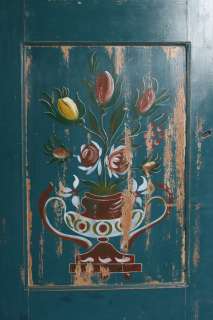 Antique Swedish Hand Painted Blue Armoire Circa 1900  
