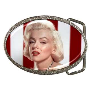 Marilyn Monroe White Fur American Flag Belt Buckle  