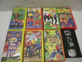 Lot of 8 The Wiggles VHS Video Wiggly Safari Dance Party Space Dancing 