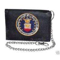 NEW USA Military AIR FORCE Leather Wallet With Chain ~ Real Leather 