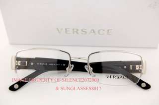 Brand New VERSACE Eyeglasses Frames 1175B 1000 SILVER/BLACK 100% 