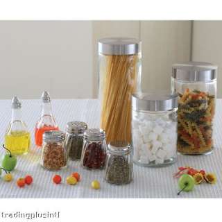   glass spice jars shakers 4 h each 2 piece oil vinegar set 6 5 h