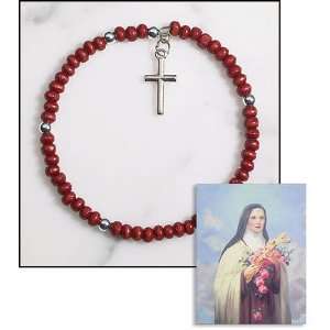  Saint/St. Theresa Prayer Card with Rose Scented Bracelet 