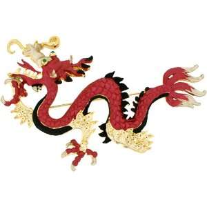   Red Chinese Dragon Swarovski Crystal Animal Brooches Pins Jewelry