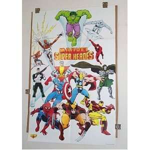 Rare Vintage 1980s Marvel Universe Promo PosterSpider man/Captain 
