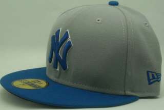 NEW ERA NEW YORK YANKEES CAP NY 2 TONE 59FIFTY CUSTOM BLUE GREY FITTED 