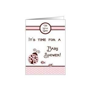 TWIN Girly Pink Lady Bug, Brown and Pink Polka dot Boarder Baby Shower 