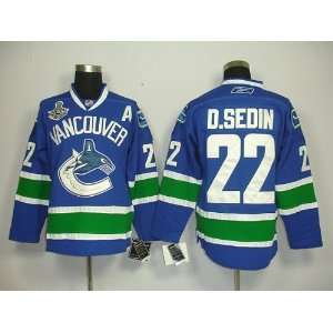 D.sedin #22 NHL Vancouver Canucks Blue/white Hockey Jersey 
