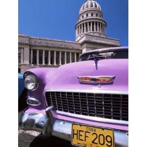 Car Outside the Capitolio, Havana, Cuba, West Indies, Central America 