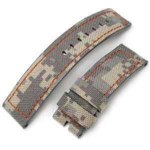   Military Digital Camo Watch Strap, Orange Stitching 